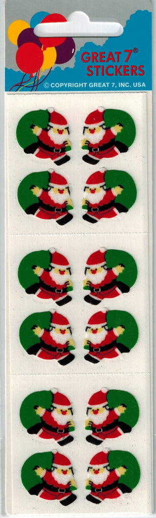 Fuzzy Santa with Toy Sack Vintage Stickers *NEW!