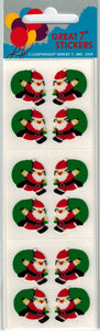 Fuzzy Santa with Toy Sack Vintage Stickers